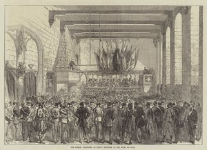 Angielscy wolontariusze w Gandawie, przyjęcie w Hotel de Ville autorstwa Sir John Charles Robinson