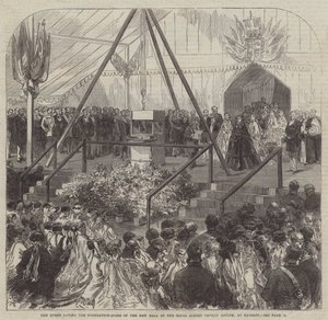 Królowa kładzie kamień węgielny pod nową salę azylu Royal Albert Orphan Asylum w Bagshot autorstwa Sir John Charles Robinson