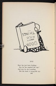 XVII.
Rymowanka. Dziecko czytające książkę do góry nogami. autorstwa Charles Robinson
