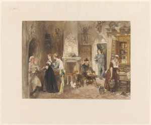 Słudzy zamku zjednoczeni w przedpokoju autorstwa Charles Rochussen