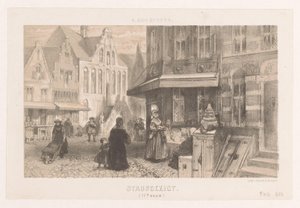 Ludzie na ulicy Pejzaż miejski (XVII w.) (tytuł na obiekcie) autorstwa Charles Rochussen