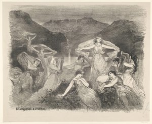 Scena z baletu Zélie lub magiczna zasłona Zapowiedzi baletów i spektakli wystawianych w Teatrze Miejskim w Amsterdamie (tytuł serii) autorstwa Charles Rochussen