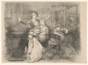Scena z dramatu scenicznego Marie Antoinette Zapowiedzi baletów i spektakli wystawianych w Teatrze Miejskim w Amsterdamie (tytuł serii) autorstwa Charles Rochussen