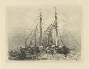 Żaglowce na plaży autorstwa Charles Rochussen