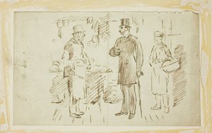 Gent w wysokim kapeluszu adresujący Butcher autorstwa Charles Samuel Keene