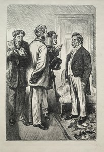 Nasz bożonarodzeniowy indyk, pan Bobsby zaniepokojony, 1868. autorstwa Charles Samuel Keene