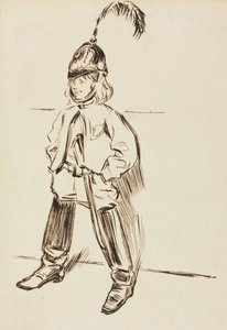 Studium dziecka w kasku i butach. autorstwa Charles Samuel Keene