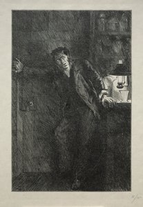 Płaszcz z futrzaną podszewką autorstwa Charles Samuel Keene