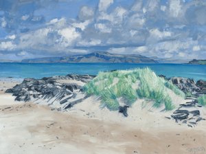 Skały i trawy, Iona, 2013 (olej na płótnie) autorstwa Charles Simpson
