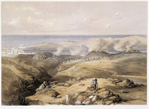 Baterie rosyjskie w „Sebastopolu”” CH.Hardinge. Litho Vincenta Brooksa, zm. Londyn 1855 Henry Graves.