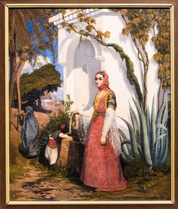 Orientalna kobieta przy fontannie autorstwa Charles Theodore (1814-88) Frere