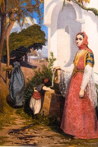 Orientalna kobieta przy fontannie autorstwa Charles Theodore (1814-88) Frere