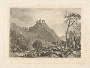 Zamek Okehampton nad rzeką Okement autorstwa Charles Turner
