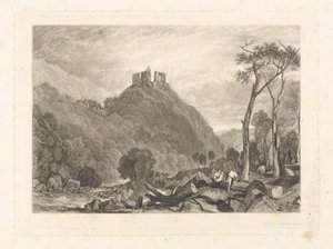 Zamek Okehampton nad rzeką Okement autorstwa Charles Turner