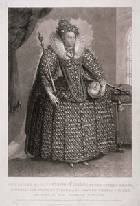 Królowa Elżbieta I trzymająca berło i kulę, 1868