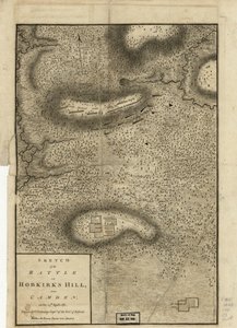 Szkic bitwy pod Hobkirks Hill, niedaleko Camden, 25 kwietnia 1781, opublikowany w Londynie, 1794 autorstwa Charles Vallancey
