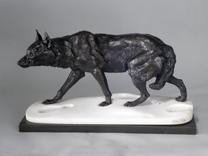 Trop wilka w śniegu (brąz, metal i marmur) autorstwa Charles Valton