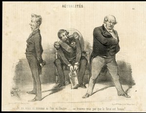 Ilustracja Charlesa Verniera (?-1887) w Le Charivari - Prezydent Republiki, Ministere, Fotel (symbol władzy) - Napoleon III, Barrot Odilon (1791-1873), Minister, Faucher Leon (1803-1854) autorstwa Charles Vernier