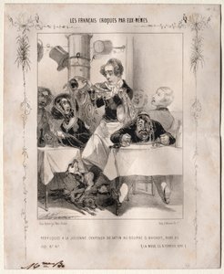 Francuzi sami naszkicowali: Peruki a la Julienne, Satynowe kapelusze, 1840. autorstwa Charles Vernier