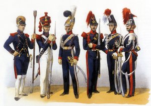 Mundury armii francuskiej: Gwardia Narodowa (artyleria i kawaleria) XVIII-XIX w., ryc. Charles Vernier (1831-1887)