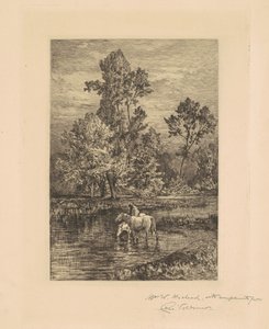 Krajobraz z piciem koni autorstwa Charles Volkmar