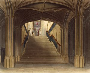 A Staircase, Windsor Castle, z "Royal Residences", rytowane przez W. J. Bennett, opublikowane przez William Henry Pyne (1769-1843), 1818 (akwatinta)