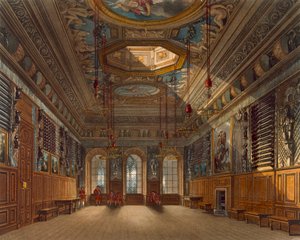 Komnata Straży Królewskiej, Zamek Windsor, z „Rezydencji Królewskich”, ryty przez Thomasa Sutherlanda (ur. 1785), wyd. William Henry Pyne (1769-1843), 1818 (akwatinta)
