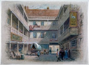 Dziedziniec White Hart Inn, Borough High Street, Southwark, Londyn, c1860 autorstwa Charles Wilkinson