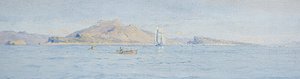 Słoneczny dzień u wybrzeży, Villefranche sur Mer, ok.1885 (położony olej na płótnie) autorstwa Charles William Wyllie