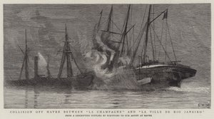 Kolizja w Hawrze między La Champagne a La Ville de Rio Janeiro autorstwa Charles William Wyllie