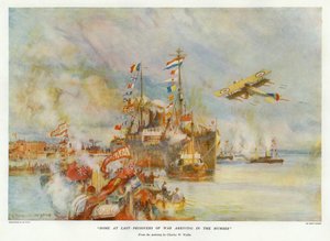 W końcu w domu - Jeńcy wojenni przybywający Humberem (kolor lito) autorstwa Charles William Wyllie