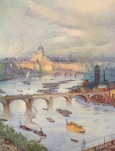 Londyńskie City widziane z National Liberal Club (kolorowa litografia) autorstwa Charles William Wyllie