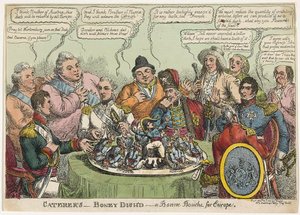 Caterers- Boney Dishd- a Bonne Bouche dla Europy, wyd. 1813 (ręcznie kolorowane grawerowanie)