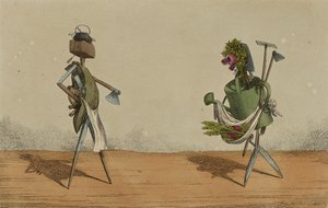 Animowane narzędzia, płyta 2, Dedykowane stolarzom i ogrodnikom z Wielkiej Brytanii, ok. 1811 (akwaforta ręcznie kolorowana) autorstwa Charles Williams
