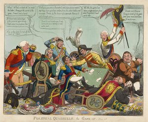 Polityczny Quadrille -- the Game Up, wyd. 1806 (grawerowanie ręcznie kolorowane)