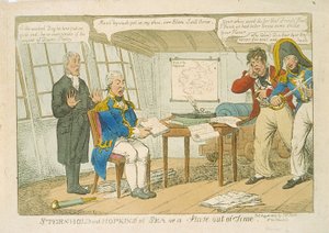 Sternhold i Hopkins na morzu lub klepka poza czasem, 1809 (akwaforta kolorowa) autorstwa Charles Williams