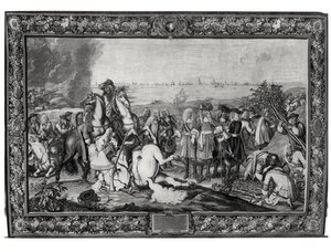 Ludwik XIV (1638-1715) podczas oblężenia Douai, lipiec 1667, warsztat gobelinów autorstwa Charles attr. to Le Brun