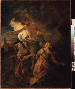 Chrystus i Święte Niewiasty. (Chrystus i Święte Niewiasty). Jezus Chrystus wstaje przed trzema dziewicami. Obraz Charlesa de La Fosse (1636-1716), początek 1680. Sztuka francuska w stylu barokowym. Olej na płótnie. Muzeum Puszkina w Moskwie. autorstwa Charles de la Fosse