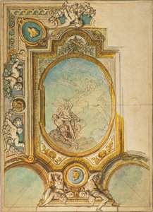 Studia do dekoracji sufitu z Apoteozą Psyche (recto); Studia do dekoracji sufitu z Apoteozą Psyche (verso) autorstwa Charles de la Fosse