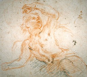 Studium Aniołów (czerwone i czarne kredy na papierze) autorstwa Charles de la Fosse