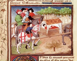 Rany Lukana – Tristan Miniature zaczerpnięte z „”Romanesque du Chevalier Tristan”” przez mistrza Charlesa de Maine (wersja Beroul)