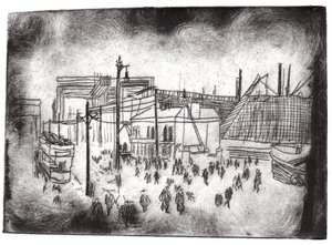 Belfast Docks, 2015 (trawienie suche i cyfrowe) autorstwa Charlotte Orr