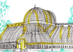 Ogród Botaniczny, Belfast, 2021 (pisak i marker akrylowy) autorstwa Charlotte Orr