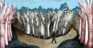 Droga mniej podróżowana, 2013 (trawienie suche i cyfrowe) autorstwa Charlotte Orr