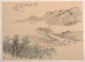 Krajobraz, datowany na 1827 rok. autorstwa Cheng Tinglu