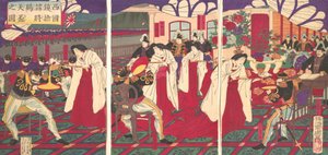 Ilustracja dowódców, którzy spacyfikowali zachodnią Japonię, otrzymujący cesarską G..., lipiec 1877.