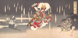 Scena Foxfire Kitsunebi ze sztuki Honcho nijushiko, 1898., 1898.