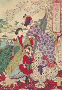 Ubrania zachodnie z serii "Szyk pomyślnych zwyczajów wschodniej Japonii" Azuma fu..., 1889.