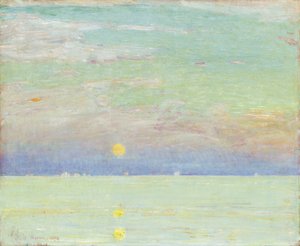 Wschód księżyca o zachodzie słońca, Cape Ann autorstwa Childe Frederick Hassam