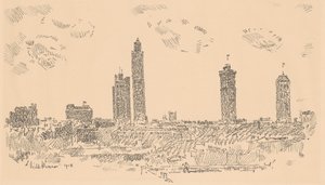 Panoramę Nowego Jorku, ciemne budynki autorstwa Childe Hassam